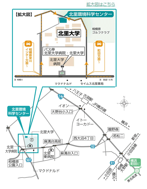 北里環境科学センターへのアクセスマップ